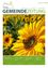 Eine Sonnenblume mit einer Biene darauf ist im Vordergrund, mit einem Feld von Sonnenblumen im Hintergrund. Der Text lautet 'GEMEINDEZEITUNG'.