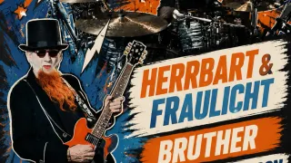 A poster shows a musician playing an electric guitar. Behind him, a woman plays drums. The text reads 'Herrbart & Fraulicht Bruder' and 'Here for a Reason'. The time is 22:30 and 20:30.
