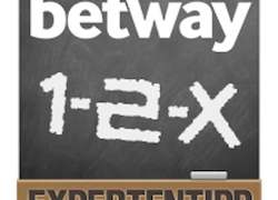 Ein Tafelbild zeigt eine mathematische Ausdruck '1-2-x' mit dem Wort 'betway' darüber und 'EXPERTENTIPP' darunter.