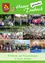 Eine Collage von Fotos zeigt Menschen bei verschiedenen Aktivitäten. Eine Gruppe sitzt an Tischen im Freien, eine andere steht in einer Reihe, andere spielen Tennis und eine Band tritt auf.