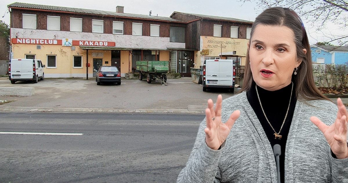 A woman stands before a building labeled 'KAKADU' with a microphone, cars, and a van in the background.