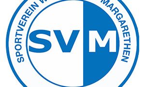 Blaues und weißes kreisförmiges Logo mit 'SVM' in fetten Buchstaben, das Sportverein Waha Sankt Margarethen darstellt, gegründet 1958.