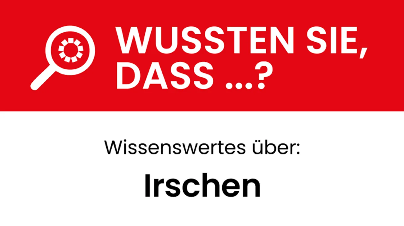 Ein roter Plakat stellt die Frage, ob man etwas weiß. Darunter steht 'Wissenswertes über: Irshen'.