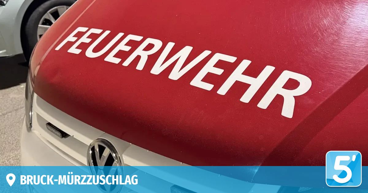 Nahaufnahme eines roten Fahrzeugs mit weißem Text 'FEUERWEHR' oben. Darunter ist ein Volkswagen-Logo zu sehen, und 'RUZUSCHLAGE' steht in Blau.