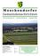 An aerial view of Moschendorf's landscape with green fields and a road. The cover has a green border and displays the community news from Moschendorf.