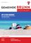 Ein Zeitschriftencover mit einer Person, die am Strand liest, mit einem Korb und Meereshintergrund. Der Titel lautet Gemeinde Brunn informiert Auf in den Sommer.