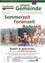 Ein Flyer für die Gemeindenachrichten von Frankenfels, der einen Swimmingpool mit Kindern und den Text 'Sommerzeit Ferienzeit Badezeit' zeigt. Es enthält auch einen Aufruf für ein 'Bade-Gewinnspiel 2016'.