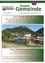 Ein offizielles Gemeinde-Newsletter aus Frankenfels, Österreich, vom Februar 2022, mit einem malerischen Bild eines Schwimmbeckens, auf dem Menschen das sonnige Sommerwetter genießen.