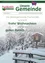 Eine Winterszene mit einer Holzstruktur und einer verschneiten Landschaft. Der Text lautet 'Die Marktgemeinde Frankenfels wünscht frohe Weihnachten und einen guten Rutsch ins Jahr 2025!' auf Deutsch.