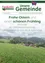 Ein Poster mit grünem Hintergrund und einer ländlichen Landschaft. Es enthält eine Nachricht auf Deutsch, die frohe Ostern und einen schönen Frühling wünscht. Die Nachricht stammt von den Gemeindebediensteten, dem Gemeinderat und dem Bürgermeister.