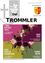 Plakat für die Der Trommler Veranstaltung im September 2025 mit Blumendesigns, Daten und Veranstaltungsnamen. Das Plakat ist in vier Abschnitte mit verschiedenen Farben und Blumenarrangements unterteilt.