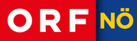 Das Bild zeigt zwei Logos auf rotem und blauem Hintergrund. Das linke Logo ist weiß und steht für 'ORF'. Das rechte Logo ist gelb und steht für 'NÖ'.