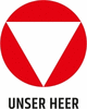 A red circle with a white triangle inside. Below it is the text 'UNSER HEER'.