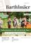 Ein Plakat für eine deutsche Gemeindezeitung 'Barthlmaer' mit einer Gruppe von Männern in traditioneller Kleidung, einer spielt Akkordeon, vor einem Waldhintergrund mit Datum und Uhrzeit für eine Veranstaltung.