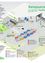 Ein Infografik des Ressourcenparks in Ratschings, Italien, zeigt verschiedene Recycling- und Abfallentsorgungseinrichtungen, einschließlich Standorte für verschiedene Abfallarten wie Batterien, Elektronik und Baumaterialien. Das Layout umfasst Wege, Lagerbereiche und spezifische Zonen für verschiedene Abfallarten.