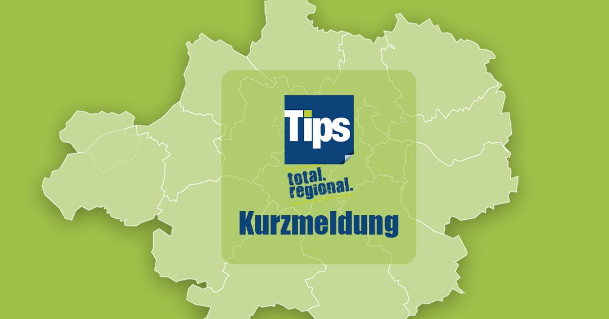 Eine grüne Karte mit einem blauen Quadrat, beschriftet mit 'Tips' und den Worten 'total. regional. Kurzmeldung' darunter.