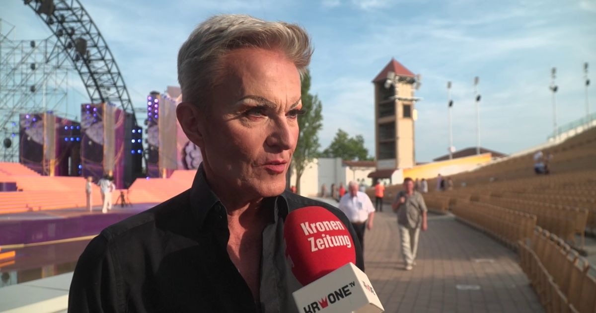 Ein Mann mit grauem Haar wird von einem Reporter mit einem roten Mikrofon interviewt. Der Mann trägt ein schwarzes Hemd und steht vor einem verschwommenen Hintergrund mit gehenden Personen.