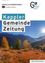 Ein lebendiges Cover einer Gemeindezeitung mit dem Titel 'Kappler Gemeinde Zeitung' mit einer Berglandschaft im Hintergrund unter einem strahlenden Sonnenschein.