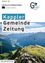 Eine Berglandschaft mit einem Kreuz auf einem Gipfel, die Worte 'Kappler Gemeinde Zeitung' in Fettschrift darüber und einem Tal darunter.