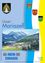 Ein Plakat für 'Unser Mariazell' mit einer malerischen Berglandschaft und einem Dorf darunter, sowie verschiedenen Wappen an den Seiten. Das Bild ist klar und lebendig.