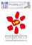 Ein rotes blumenartiges Logo mit einem gelben Zentrum und dem Wort 'mittendrin' darunter, vor weißem Hintergrund. Über dem Logo befindet sich ein Banner mit Text in Deutsch.