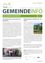 Ein Gemeinde-Newsletter mit Fokus auf aktives Engagement und Beteiligung, der eine neue Mobilitätsinitiative und einen Preis für die aktivste Gemeinde 2026 hervorhebt. Das Bild zeigt eine Parkbank und ein Schild.