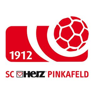 Das Logo des SC Herz Pinkafeld, mit einem roten Fußball, dem Jahr 1912 und dem Text SC Herz Pinkafeld in weiß und rot.