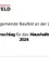 Eine weiße Seite mit dem Titel 'Stadtgemeinde Neufeld an der Leitha' und einem Untertitel 'Voranschlag für das Haushaltsjahr 2024'. Der Text ist in Rot und Schwarz.