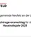 Ein Dokument der Stadtgemeinde Neufeld an der Leitha, das einen Haushaltsvorschlag für das Haushaltsjahr 2025 vorstellt. Der Titel ist fettgedruckt, mit dem Logo der Gemeinde oben.
