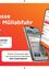 Eine Werbung für eine mobile App, die digitale Müllkalender anbietet. Es zeigt zwei Smartphones mit der App-Oberfläche, eines mit einer Karte und das andere mit Einstellungen. Die App heißt 'Digitale Müllkalender' und erinnert Benutzer an alle Müllabfuhrtermine. Die App steht zum Download bereit.