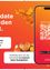 Eine Werbung für eine Gemeinschafts-App mit einem Smartphone, einem QR-Code, Kürbissen und einem Blatt auf orangefarbenem Hintergrund. Der Text lautet 'Bleiben Sie mit der Gemeinschaft auf dem Laufenden.'