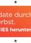 Eine Werbung mit orangefarbenem Hintergrund, die den Text 'to date durch Herbst. CITIES herunterlade' zeigt. Ein gelbes Blatt schwebt auf der rechten Seite des Bildes.