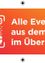 Ein orangefarbener Banner mit einem weißen QR-Code auf der linken Seite und weißem Text, der 'Alle Events aus dem Überblick im Überblick' auf der rechten Seite liest.