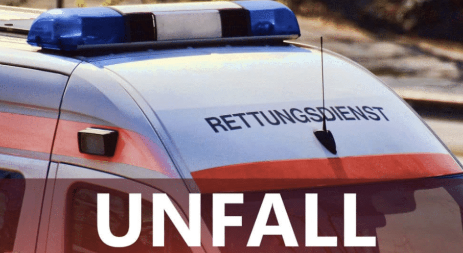 Ein Krankenwagen mit dem Wort 'Unfall' darauf. Oben steht 'Rettungsdienst'.