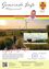 Ein Flyer für einen Gemeindenewsletter mit einem lächelnden Mann, einer malerischen Landschaft mit Windrädern und einer Frau, die auf einem Pfad geht. Der Flyer enthält eine kleine Broschüre mit dem Titel 'Natur in Sicht' über einen Naturlehrpfad.