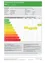Das Bild zeigt eine Tabelle mit verschiedenen Energieeffizienzwerten und Emissionsdaten für ein Gebäude. Es enthält spezifische Heizwärmebedarf, Primärenergiebedarf, CO2-Emissionen und den gesamten Energieeffizienzfaktor. Die Daten sind in verschiedene Klassen von A++ bis G unterteilt.