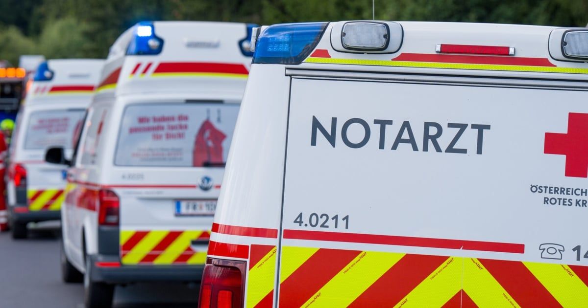 Die Rückseite eines Rettungswagens mit der Aufschrift NOTARZ und der Nummer 4.0211. Ein weiterer Rettungswagen ist dahinter geparkt.