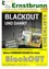 Ein Plakat mit gelbem und schwarzem Hintergrund zeigt einen Strommast und den Titel 'Blackout und dann?'. Es enthält auch eine Checkliste für einen krisensicheren Haushalt und eine Kontaktnummer.