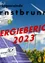 Ein Werbeplakat für den Energiebericht von Ernstbrunn für 2023. Es zeigt ein Solarpanel, Windturbinen und ein Sonnenblumenfeld.