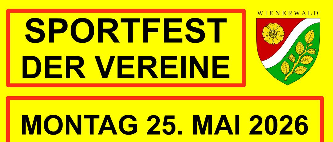 Plakat für die Veranstaltung von Der Verein am 25. Mai 2026 in Sportplatz Sittendorf. Aktivitäten umfassen Tennis, Fußball und Judo für Kinder im Alter von 6-14 Jahren, gefolgt von einem Hobby-Fußballturnier. Essen und Getränke sind für die ganze Familie erhältlich.