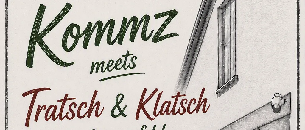 Plakat zur Werbung für eine Veranstaltung in Siegenfeld mit verschiedenen Aktivitäten wie Grillen, Quiz und Planungssitzungen. Das Datum ist der 1. September 2026, Beginn um 18 Uhr.