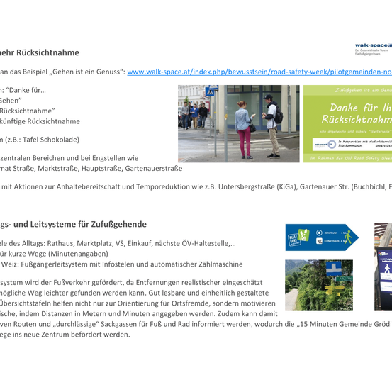 Das Bild zeigt eine Gruppe von Menschen, die an einem Zebrastreifen warten. Es betont die Bedeutung der Fußgängersicherheit und erwähnt eine Verkehrskampagne in Wien. Die Kampagne fördert das Bewusstsein und sichereres Wetter für Fußgänger.