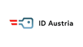 The logo for ID Austria, featuring a stylized key with blue and red accents, and the text 'ID Austria' in bold black letters.
