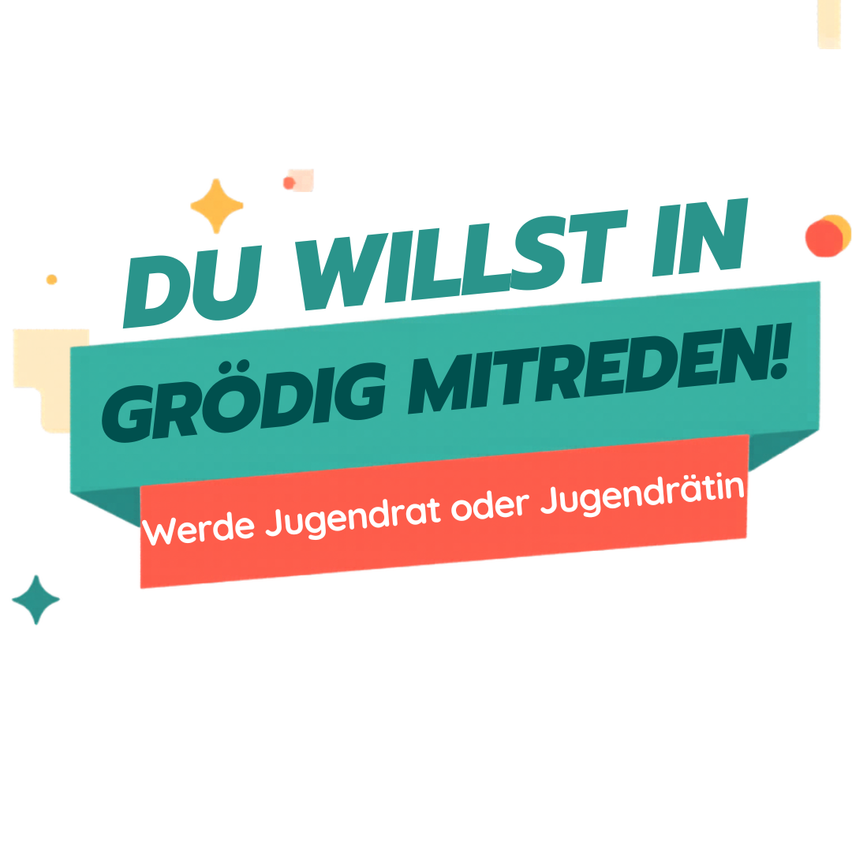 Ein Poster lädt zur Teilnahme an einer großen Diskussion ein und ruft dazu auf, Jugendrat oder Jugendrätin zu werden.