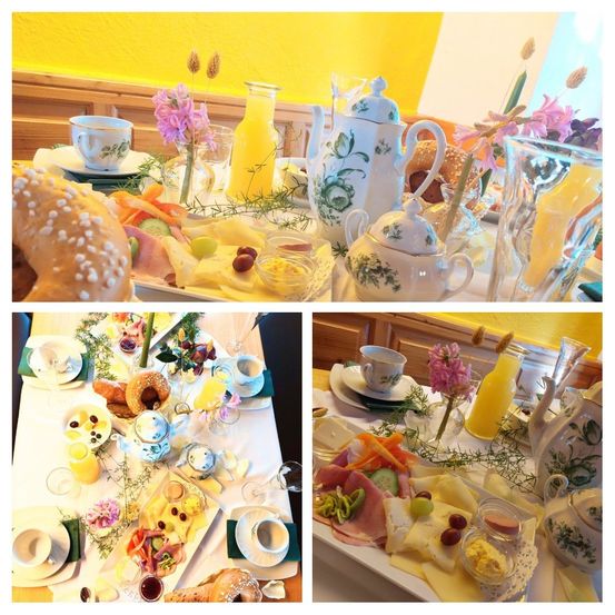 Bild enthält, Brunch, Food, Lunch, Meal, Dining Table, Table, Burger, Dining Room, Cup, Pottery