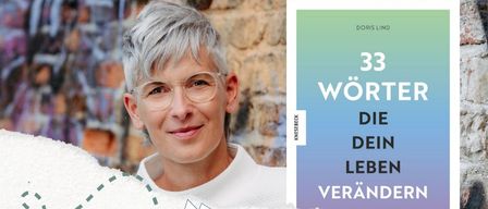 Poster for a reading event with Doris Lind. A book is open on the left, with a woman wearing glasses smiling. The date is April 17, 2026, at 19:00.