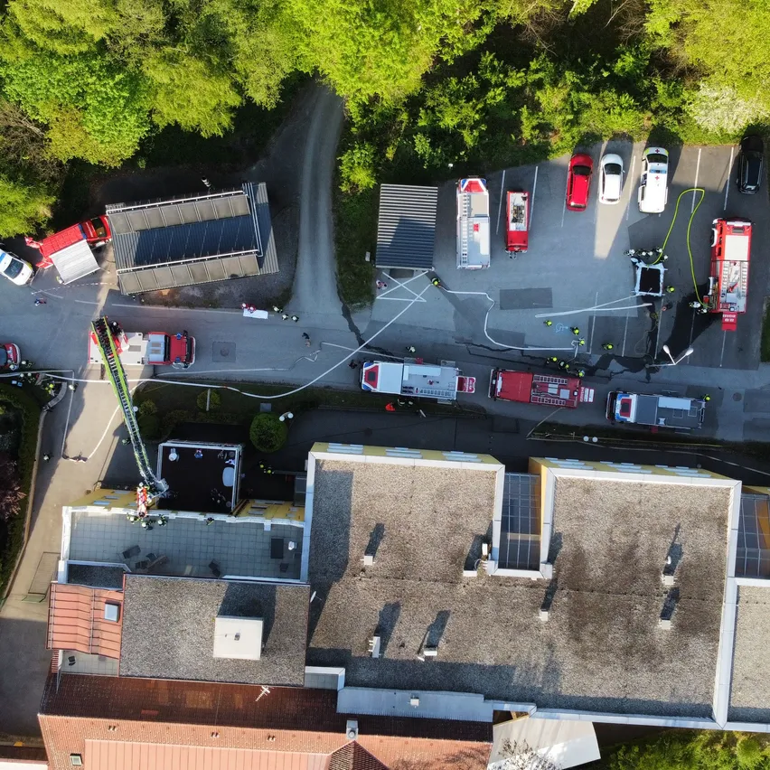 Road, Outdoors, Building, Truck, Aerial View, Person, Housing, Car, City, House