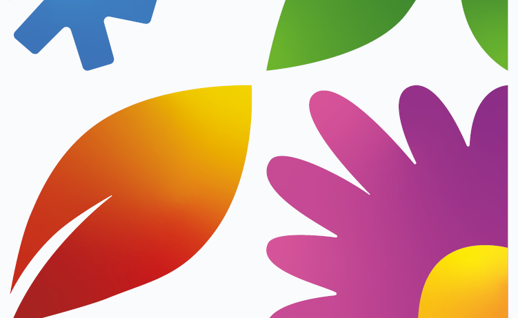 Ein Logo mit Illustrationen von Schneeflocken, Blättern und einer Blume, mit den Worten 'Jahreszeiten Konzert' unten.