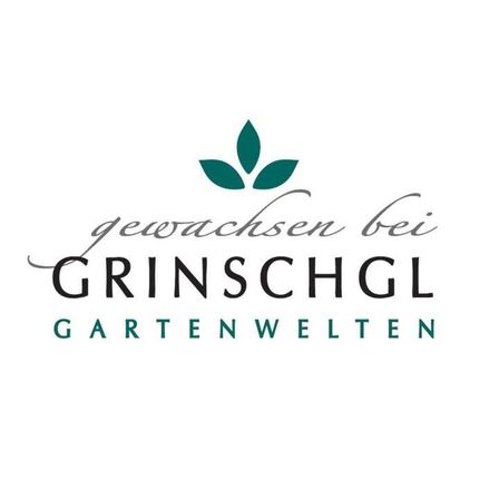 Das Logo von 'Gewachsen bei Grinschchgl Gartenwelten' zeigt ein grünes Blatt über dem Text auf weißem Hintergrund.