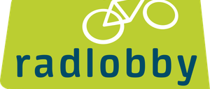 Ein grüner Hintergrund mit einem weißen Fahrradsymbol über dem Wort 'adlobby'. Das Fahrrad hat zwei Räder und einen Sitz.